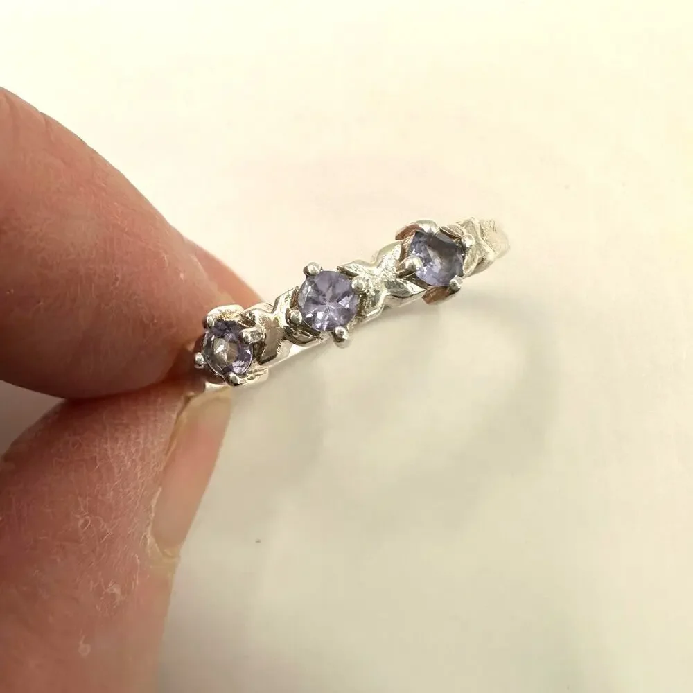 Clyde Duneier CID Silver ring purple Ring Vintage VTG Retro Size 9
